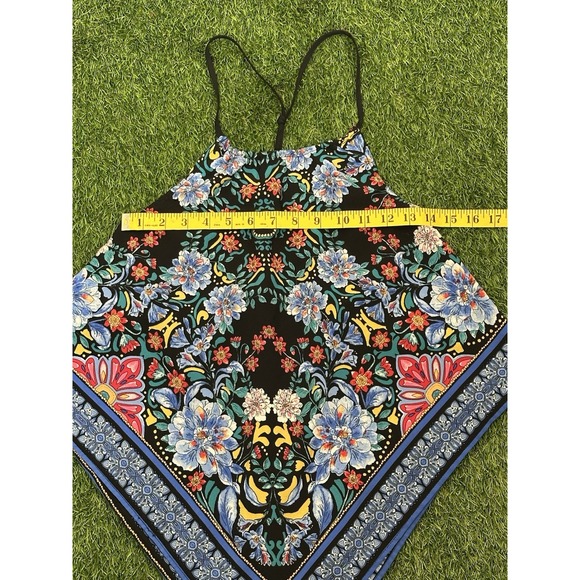 OLM Halter Top Womens Large Handkerchief Hem Floral Print Psychedelic - Picture 13 of 15